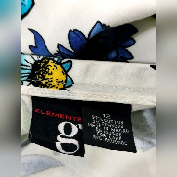 Elements G Elegant Floral A-Line Skirt - Blue and Green - Picture 3 of 3